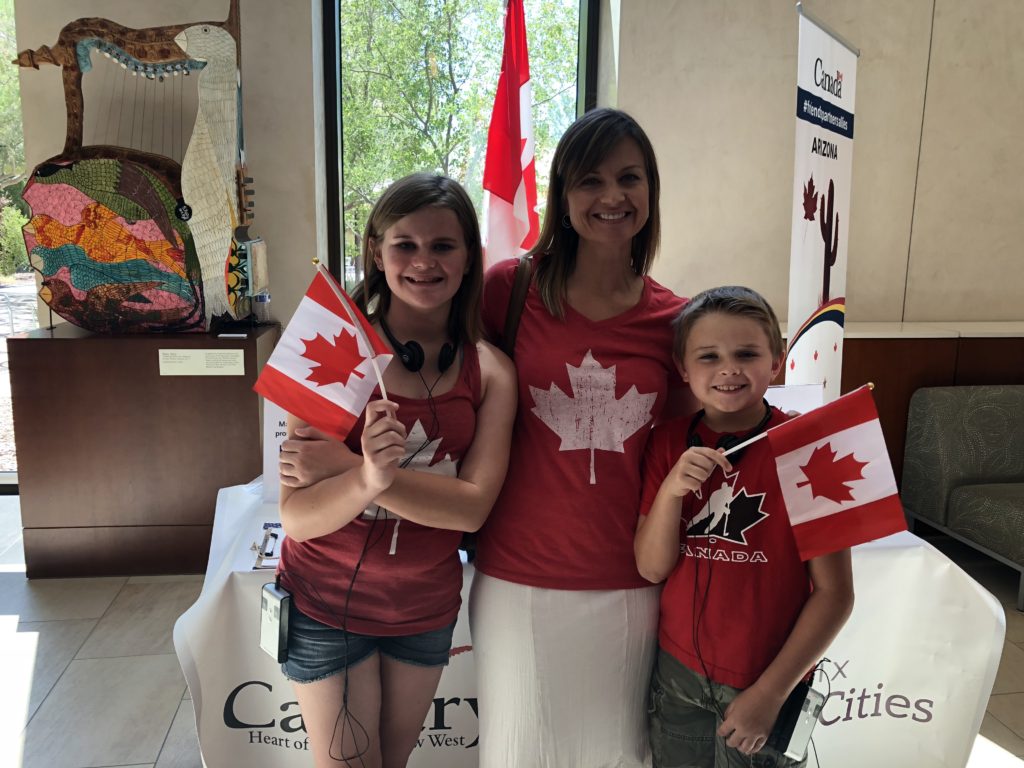 Many showed their Canadian pride with red and white maple leaf apparel and Canadian flags