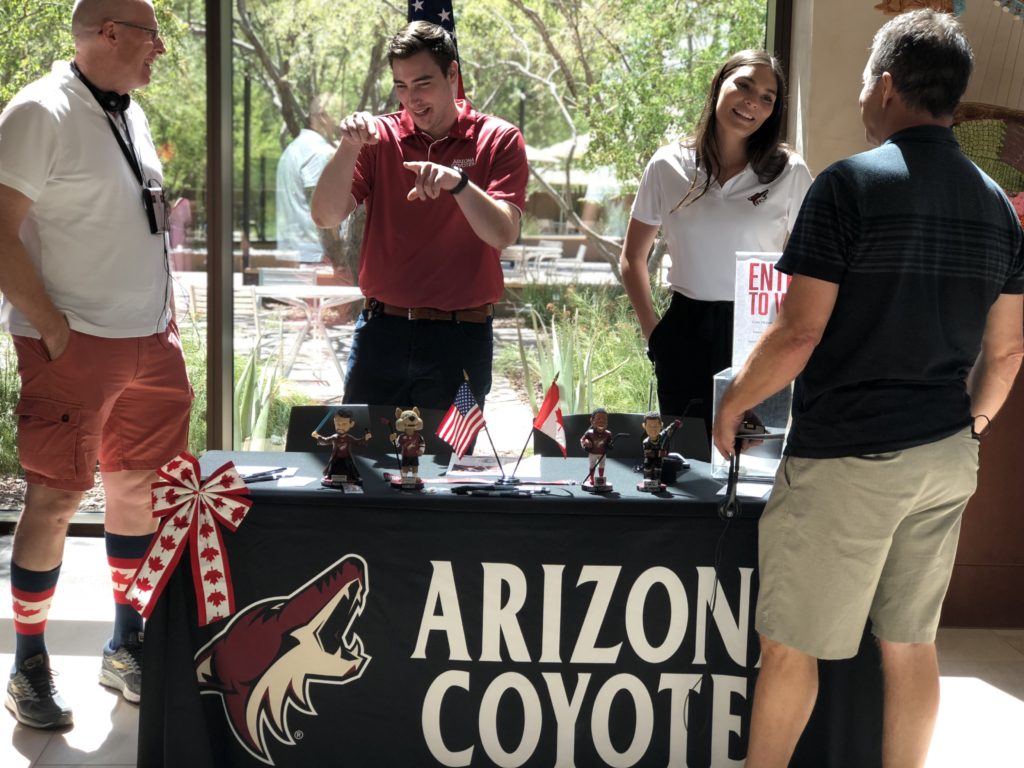 Representatives from the Arizona Coyotes staffed a booth at the event
