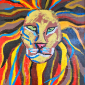 a colorful lion